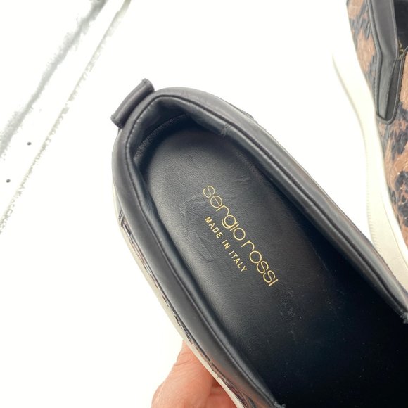 SERGIO ROSSI Genuine Python Slip On Sneakers US 8.5 Classic Luxury NWOT - Picture 2 of 8